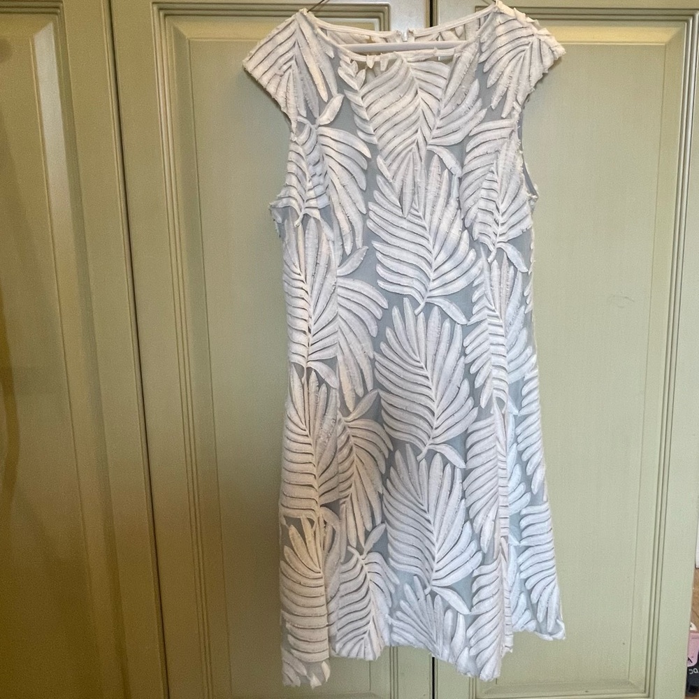 Reiss White Leaf Pattern Mini Dress